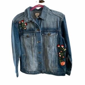 Sneak peak jean jacket. Size medium Embroidered